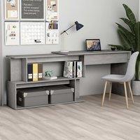 Berkfield Home Corner Desk Concrete Grey 200x50x76 cm Engineered Wood | Size: 200 x 50 x 76 cm