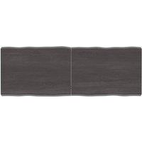 Berkfield Home Table Top Dark Grey 140x50x(2-6) cm Treated Solid Wood Live Edge in Brown