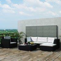 Berkfield Home 6 Piece Garden Lounge Set with Cushions Poly Rattan Black