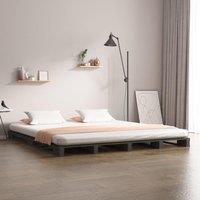 Berkfield Home Pallet Bed Grey 150x200 cm King Size Solid Wood