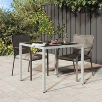Berkfield Home Garden Table 90x90x75 cm Tempered Glass & Poly Rattan White | Size: 90 x 90 x 75 cm