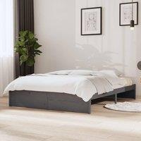 Berkfield Home Bed Frame Grey Solid Wood 135x190 cm Double