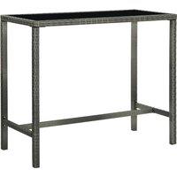 Berkfield Home Garden Bar Table Grey 130x60x110 cm Poly Rattan & Glass | Size: 130 x 60 x 110 cm