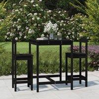 Berkfield Home 3 Piece Garden Bar Set Black Solid Wood Pine