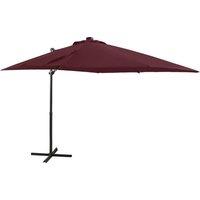Berkfield Home Cantilever Umbrella with Pole & LED Lights Bordeaux Red 250 cm