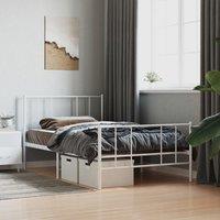 Berkfield Home Metal Bed Frame with Headboard & Footboard White 75x190 cm Small Single