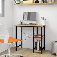 Berkfield Home Computer Desk Black & Light Oak 80x40x72 cm MDF & Metal in Brown | Size: 80 x 40 x 72 cm