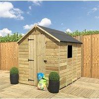 Marlborough 7 x 6 Pressure Treated Low Eaves Apex Garden Shed with Single Door in Natural