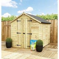Marlborough 9 x 4 Pressure Treated Low Eaves Apex Garden Shed with Double Door in Natural