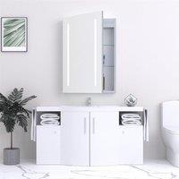 Clifton 70cm Tall LED (Sides) Bathroom Mirror Cabinet in Natural