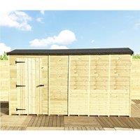 Marlborough 13 x 4 Pressure Treated High Eaves Reverse Apex Shed with Single Door in Natural