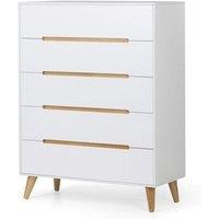 Ashfield Retro White 5 Drawers Chest