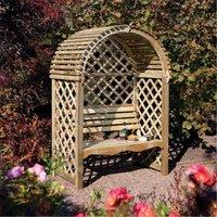 Cheshire Pressure Treated Arbour with Open Slatted Roof in Light Oak