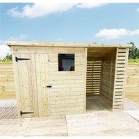 Marlborough 10 x 6 Pressure Treated Pent Shed With Storage Area in Natural