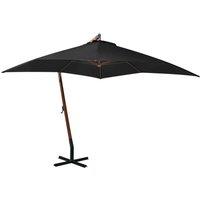 Berkfield Home Hanging Parasol with Pole Black 3x3 m Solid Fir Wood