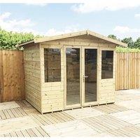 Marlborough 9 x 7 Pressure Treated Apex Summerhouse with Short Windows in Natural