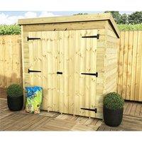 Marlborough 6 x 6 Pressure Treated Pent Garden Shed with Double Doors in Natural