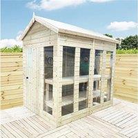 Marlborough 16 x 6 Pressure Treated Apex Potting Shed & Bench in Natural