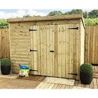 Marlborough 7 x 4 Pressure Treated Pent Garden Shed with Double Doors in Natural