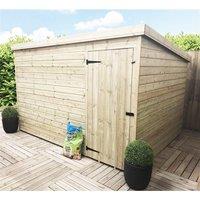Marlborough 10 x 7 Pressure Treated Pent Garden Shed with Single Door in Natural