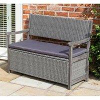 Cheshire 2 Seater Grey Hardwood Timber Framed Rattan Weave Garden Bench in Dark Grey