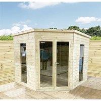 Marlborough 7 x 7 Corner Pressure Treated Pent Summerhouse in Natural