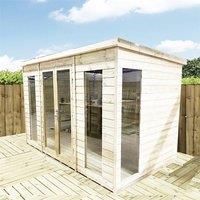 Marlborough 13 x 10 Pressure Treated Pent Summerhouse with Double Doors in Natural