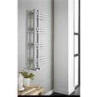 Clifton Vertical Bathroom Towel Radiator 906mm (H) x 500mm (W) in Metallic Silver