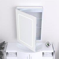 Clifton 70cm Tall LED (Rounded Rectangle) Bathroom Mirror Cabinet in Natural