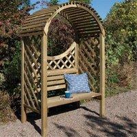 Cheshire Deluxe Pressure Treated Arbour with Open Lattice Sides & Arch in Light Oak
