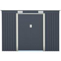 Cheshire 8 x 4 Double Door Metal Pent Shed (Dark Grey) in Dark Grey
