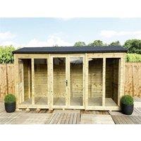 Marlborough 11 x 13 Reverse Pressure Treated Apex Summerhouse with Long Windows in Natural