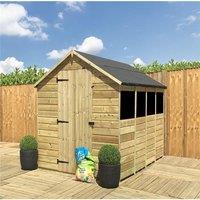 Marlborough 12 x 5 Pressure Treated Low Eaves Apex Garden Shed with Single Door in Natural