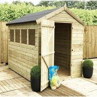 Marlborough 8 x 5 Premier Pressure Treated Apex Shed in Natural