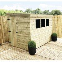 Marlborough 7 x 5 Pressure Treated Reverse Garden Shed with Single Door in Natural