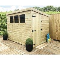 Marlborough 7 x 5 Pressure Treated Pent Garden Shed with Side Door in Natural