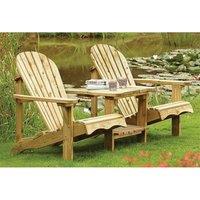 Cheshire 2 Seater Softwood Adirondack Garden Companion Seats in Light Oak