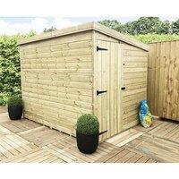 Marlborough 6 x 5 Pressure Treated Pent Garden Shed with Side Door in Natural
