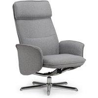 Ashfield Grey Linen Recliner & Stool with Chrome Base