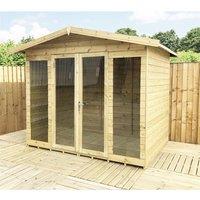 Marlborough 8 x 26 Pressure Treated Summerhouse with Long Windows in Natural