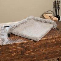 Native Natural Woven Grey Wool Blanket Sheepskin Trim | Size: Double