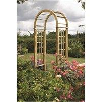 Cheshire Pressure Treated Round-Top Arch with Open Trellis Sides in Light Oak