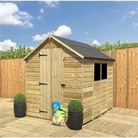 Marlborough 8 x 5 Pressure Treated Low Eaves Apex Garden Shed with Single Door in Natural