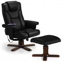 Ashfield Reclining Swivel Massage Chair with Footstool in Black