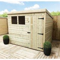 Marlborough 7 x 4 Pressure Treated Pent Garden Shed with Single Door in Natural