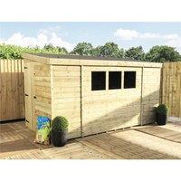 Marlborough 12 x 8 Pressure Treated Reverse Garden Shed with Single Door in Natural