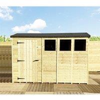 Marlborough 14 x 8 Pressure Treated High Eaves Reverse Apex Shed with Single Door in Natural