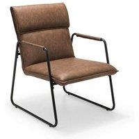 Ashfield Brown Faux Leather Armchair with Black Metal Frame