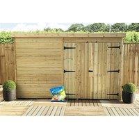 Marlborough 10 x 4 Pressure Treated Pent Garden Shed with Double Doors in Natural