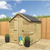 Marlborough 10 x 6 Pressure Treated Low Eaves Apex Garden Shed with Single Door in Natural